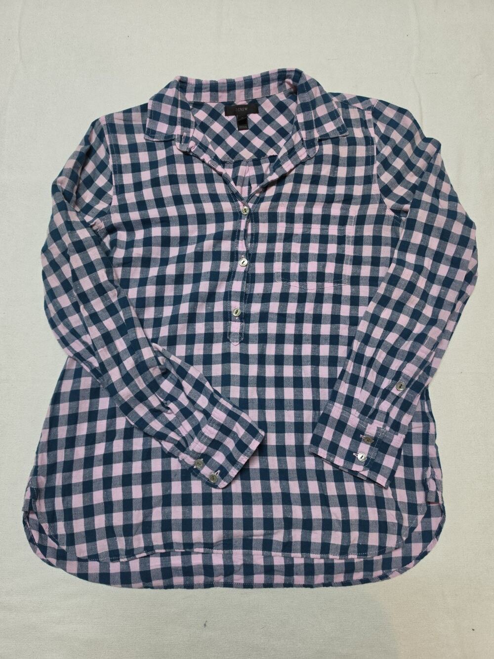 J. Crew Womens Quarter Sleeve Pink Plaid Size 4